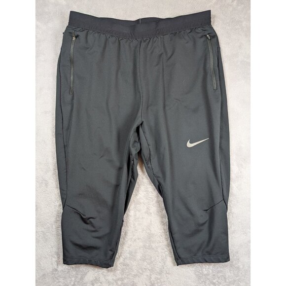 Nike Womens Sweatpants Tapered Size Large Black Capri Stretch Active Performance - Picture 1 of 10